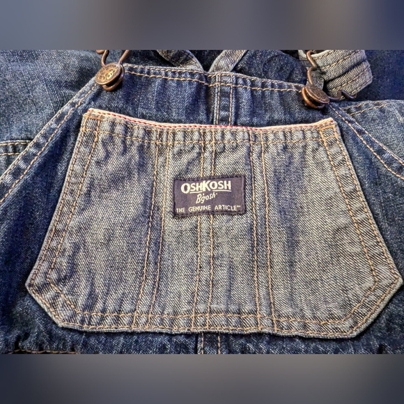 Baby OshKosh B'Gosh 24M blue jean overalls with contrast pocket  & straps - Picture 4 of 6